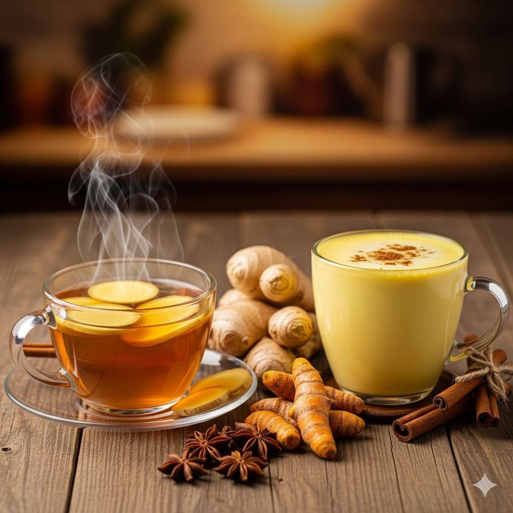 Home Remedies for common cold - ginger tea and turmeric milk