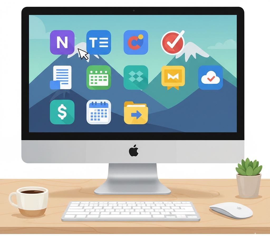 Best free productivity software icons on desktop