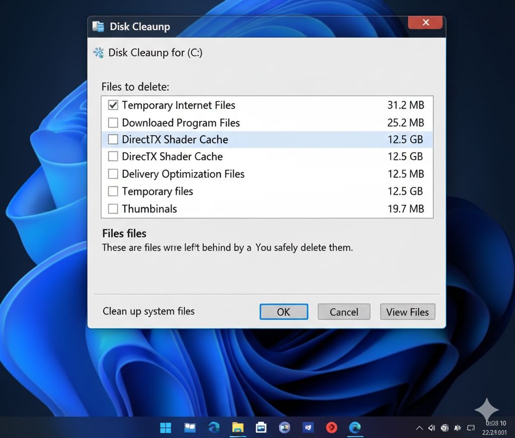 Cleaning cache and junk files using Windows Disk Cleanup