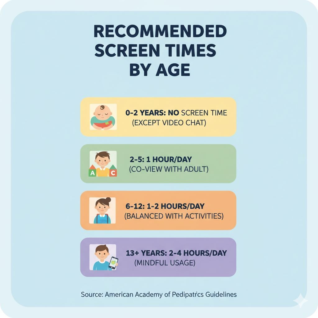 Recommended Screen Time for Kids by Age Group Infographic